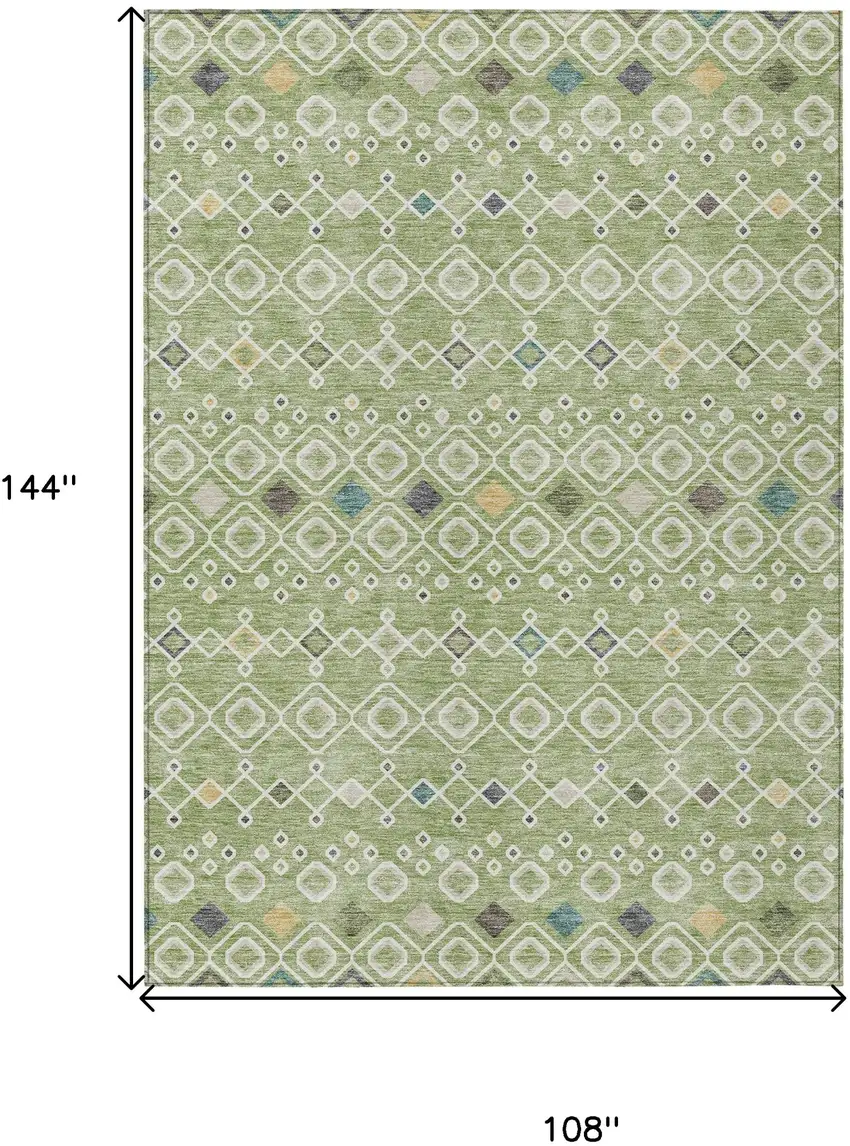 Sage Ivory And Teal Blue Geometric Washable Indoor Outdoor Area Rug Photo 3