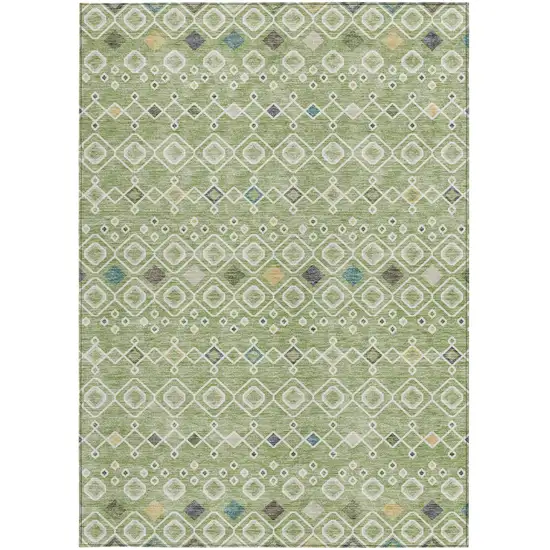 Sage Ivory And Teal Blue Geometric Washable Indoor Outdoor Area Rug Photo 6