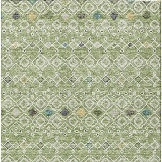 Sage Ivory And Teal Blue Geometric Washable Indoor Outdoor Area Rug Photo 6