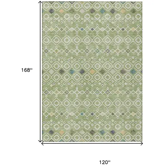 Sage Ivory And Teal Blue Geometric Washable Indoor Outdoor Area Rug Photo 3