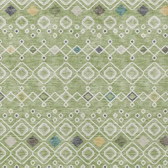 Sage Ivory And Teal Blue Geometric Washable Indoor Outdoor Area Rug Photo 5