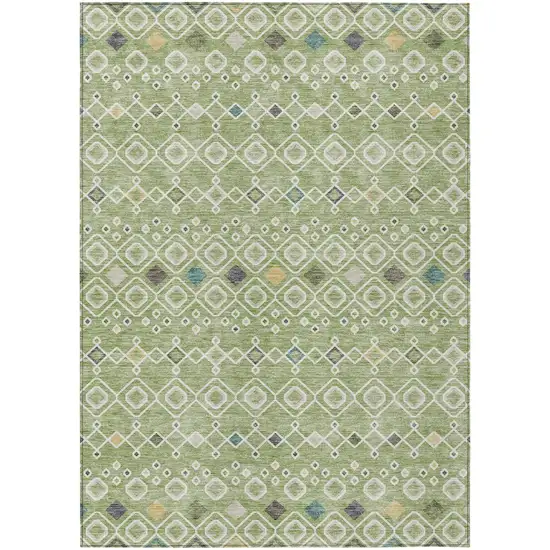 Sage Ivory And Teal Blue Geometric Washable Indoor Outdoor Area Rug Photo 2