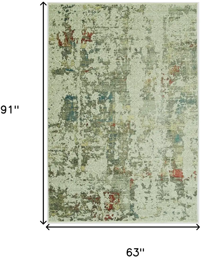 Ivory Abstract Area Rug Photo 5