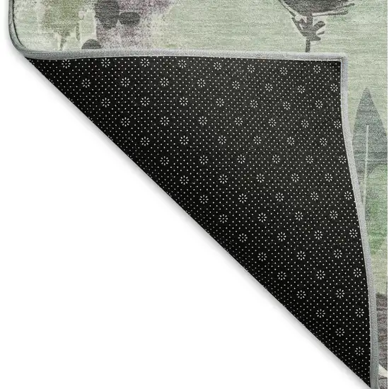 Sage Lavender And Gray Floral Washable Area Rug With UV Protection Photo 6