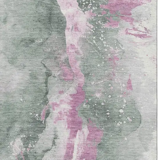 Sage Mauve And Ivory Abstract Washable Area Rug With UV Protection Photo 2