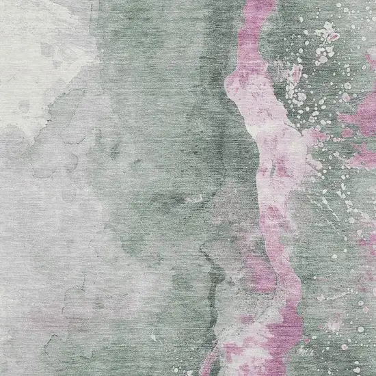 Sage Mauve And Ivory Abstract Washable Area Rug With UV Protection Photo 2