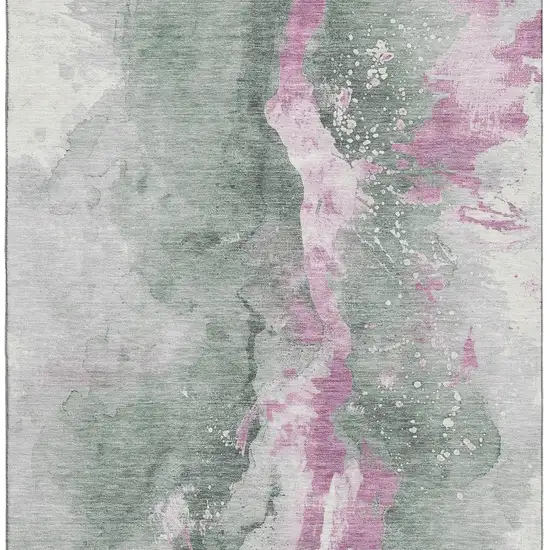 Sage Mauve And Ivory Abstract Washable Area Rug With UV Protection Photo 2
