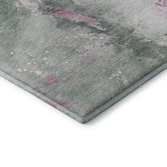 Sage Mauve And Ivory Abstract Washable Area Rug With UV Protection Photo 7