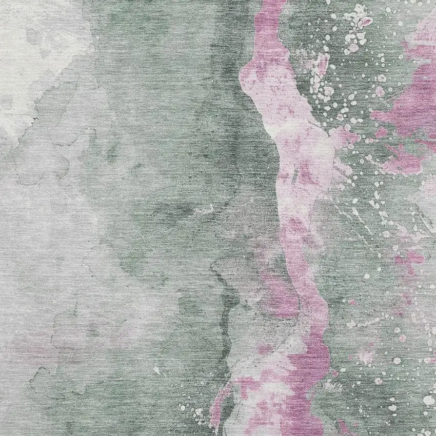 Sage Mauve And Ivory Abstract Washable Area Rug With UV Protection Photo 2