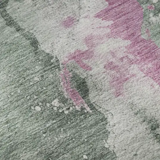Sage Mauve And Ivory Abstract Washable Area Rug With UV Protection Photo 9