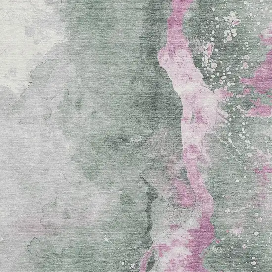 Sage Mauve And Ivory Abstract Washable Area Rug With UV Protection Photo 2