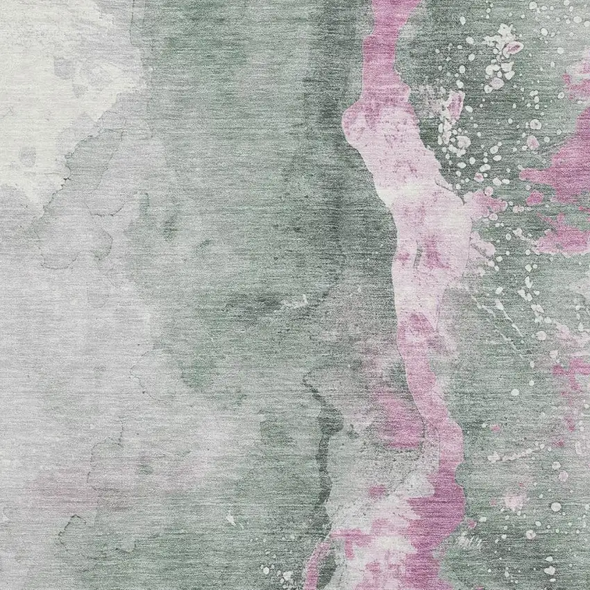 Sage Mauve And Ivory Abstract Washable Area Rug With UV Protection Photo 2