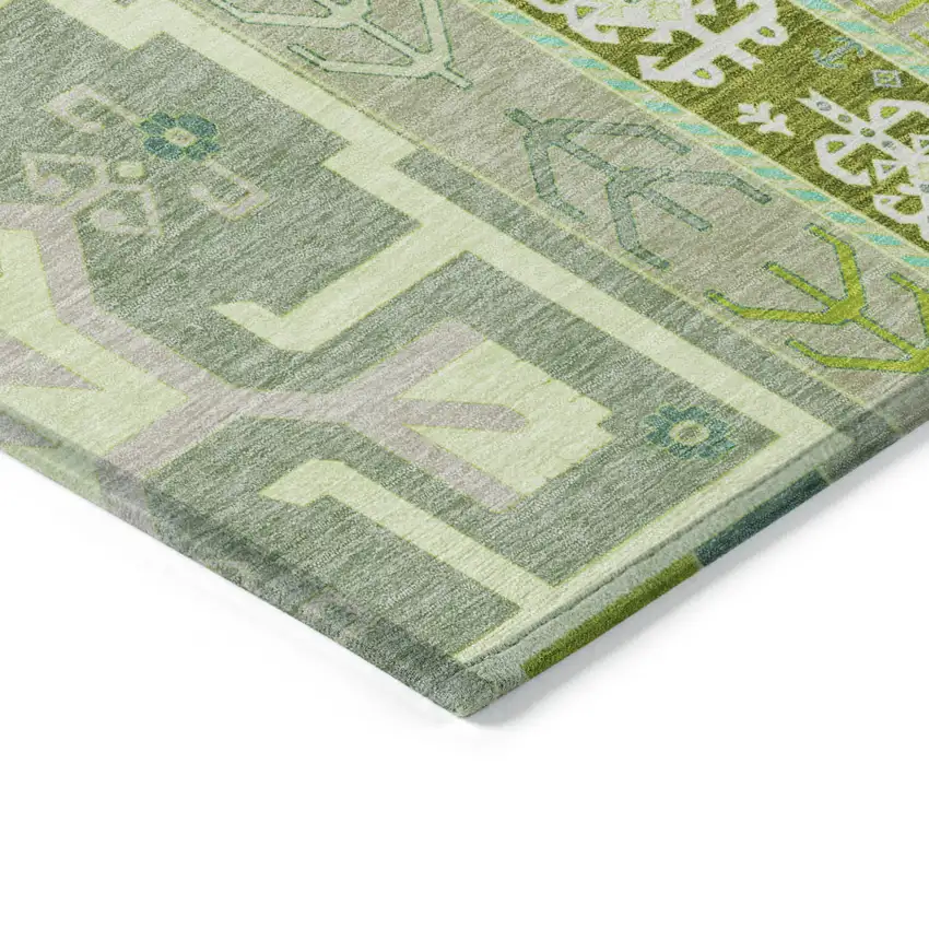 Sage Olive Green And Ivory Aztec Washable Indoor Outdoor Area Rug Photo 4