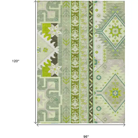 Sage Olive Green And Ivory Aztec Washable Indoor Outdoor Area Rug Photo 3
