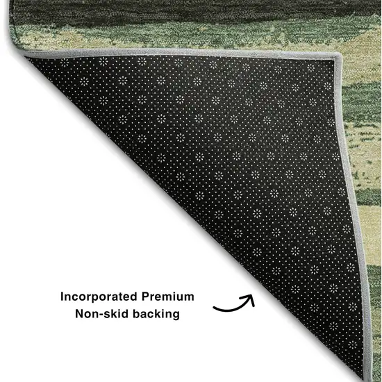 Sage Orange And Beige Striped Washable Area Rug With UV Protection Photo 6