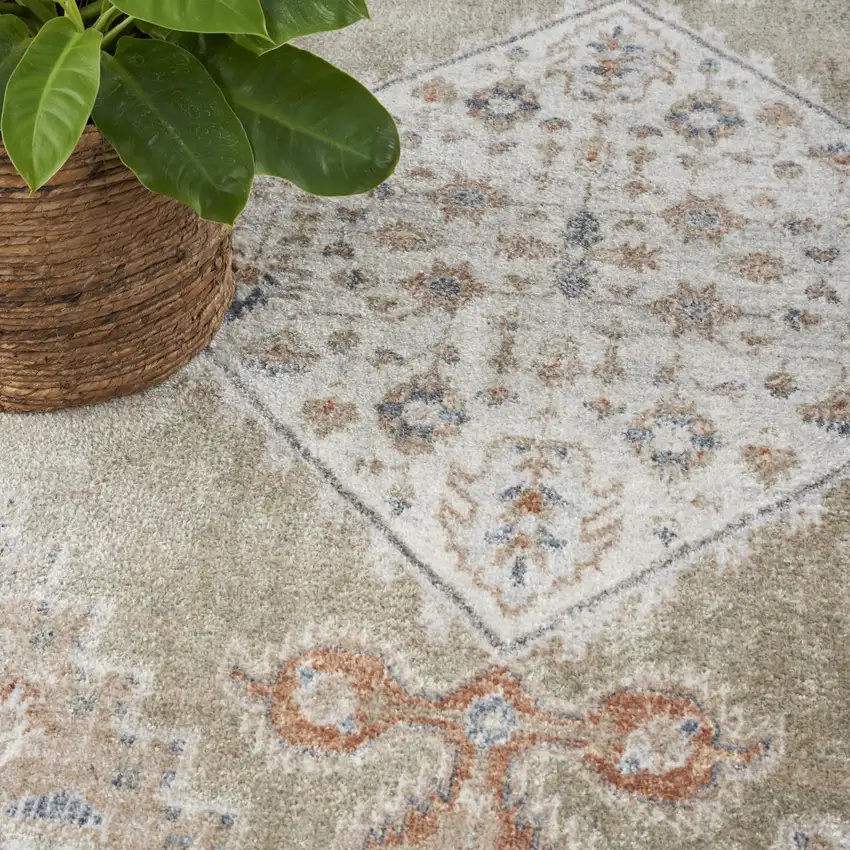 Sage Oriental Power Loom Distressed Washable Area Rug Photo 7