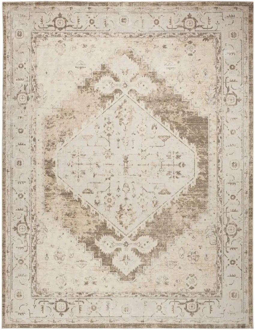 Sage Oriental Power Loom Distressed Washable Area Rug Photo 1