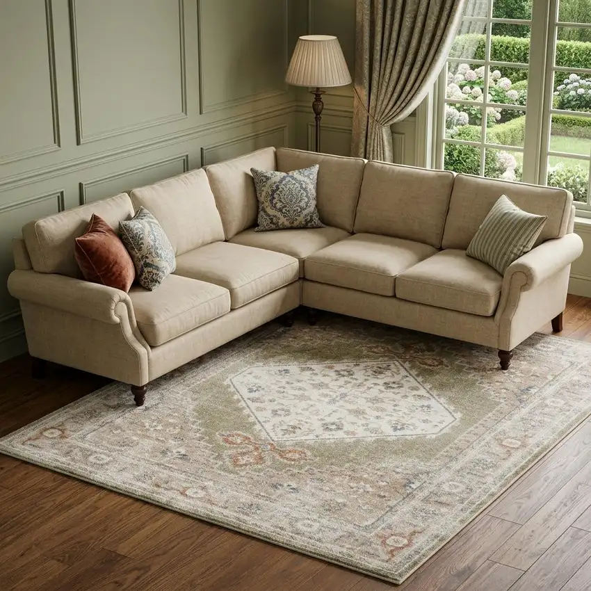 Sage Oriental Power Loom Distressed Washable Area Rug Photo 1