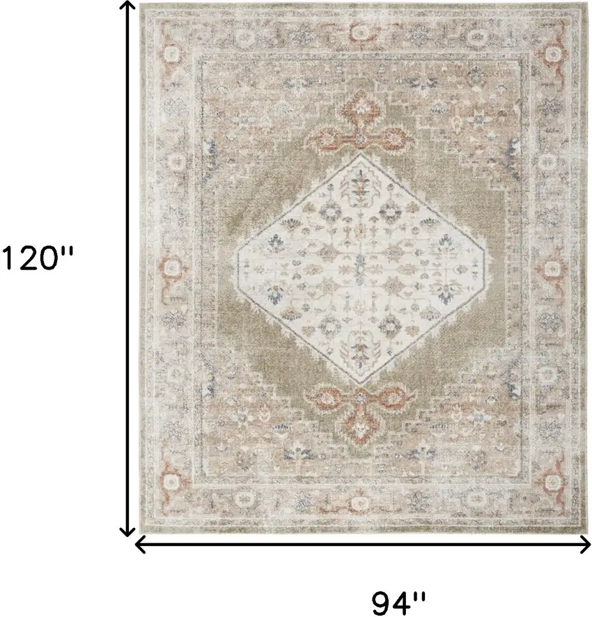 Sage Oriental Power Loom Distressed Washable Area Rug Photo 9