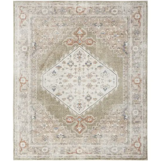 Sage Oriental Power Loom Distressed Washable Area Rug Photo 1