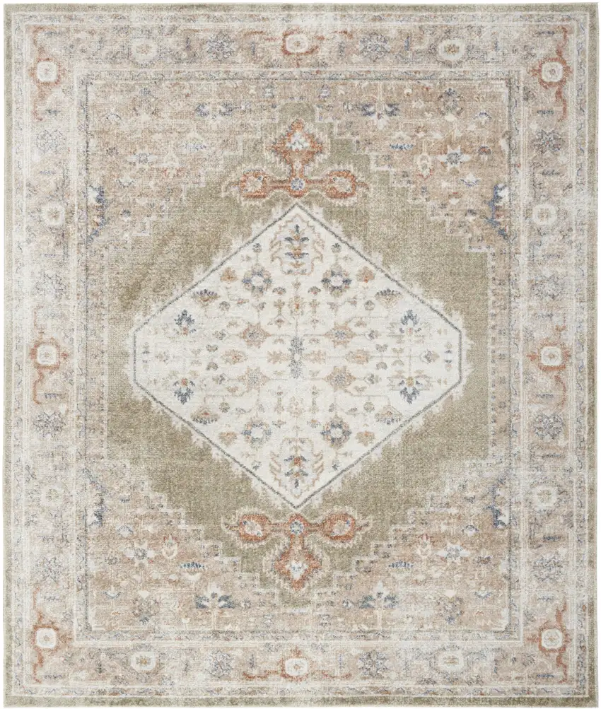 Sage Oriental Power Loom Distressed Washable Area Rug Photo 1