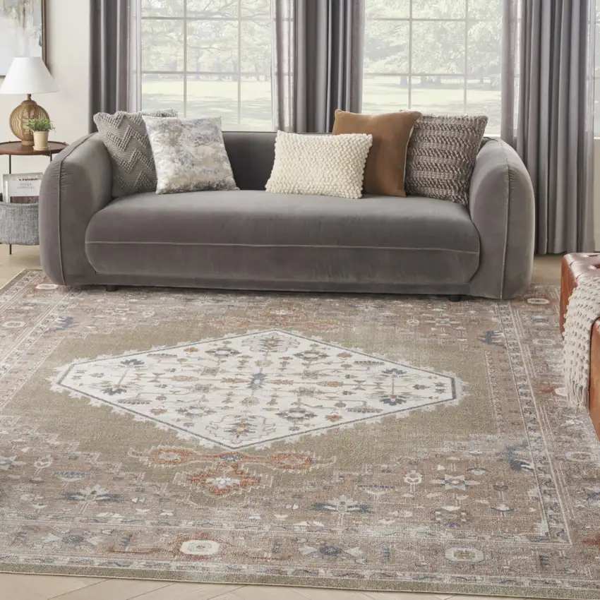Sage Oriental Power Loom Distressed Washable Area Rug Photo 4