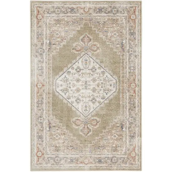 Sage Oriental Power Loom Distressed Washable Area Rug Photo 1