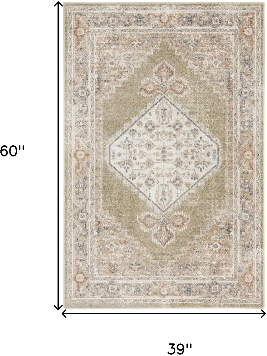 Sage Oriental Power Loom Distressed Washable Area Rug Photo 6