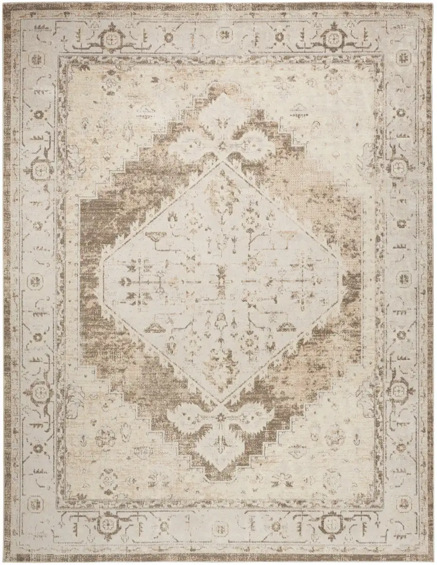 Sage Oriental Power Loom Distressed Washable Area Rug Photo 1
