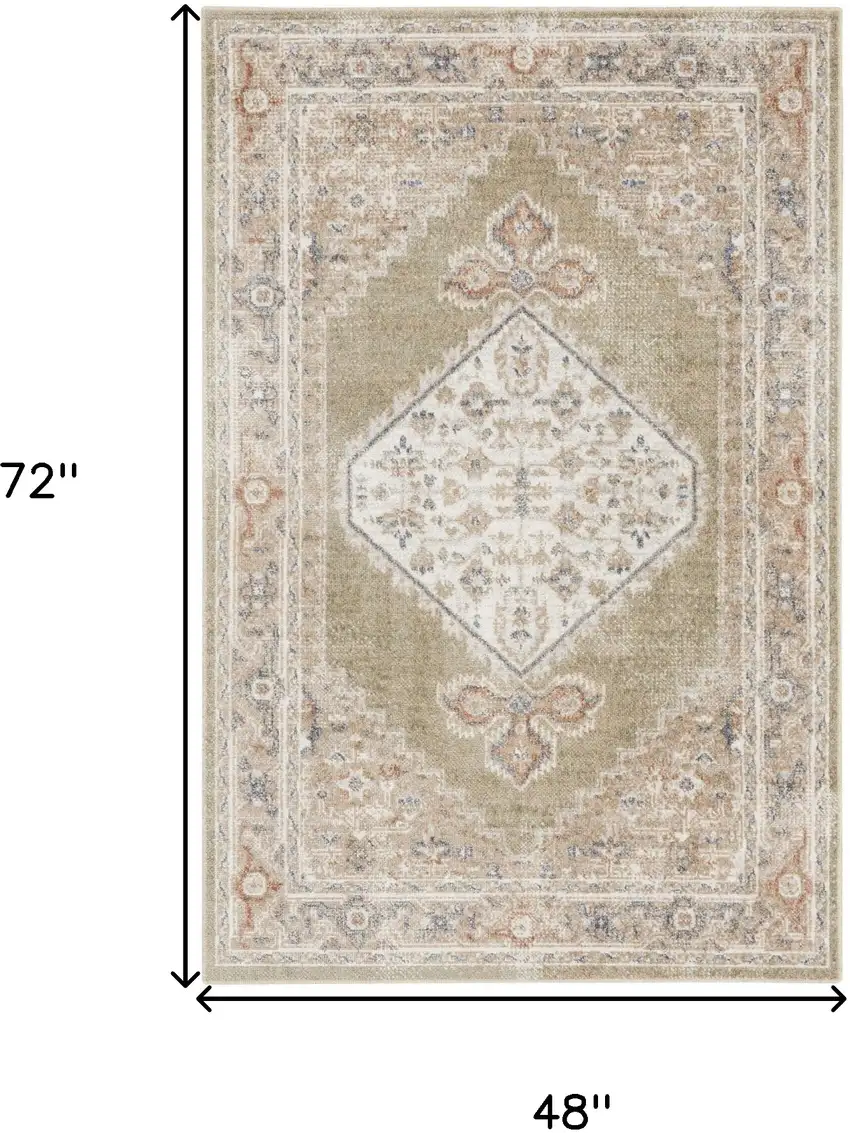 Sage Oriental Power Loom Distressed Washable Area Rug Photo 8