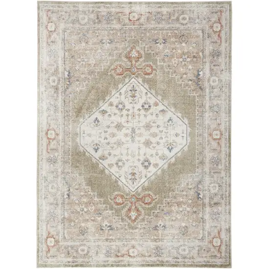 Sage Oriental Power Loom Distressed Washable Area Rug Photo 4