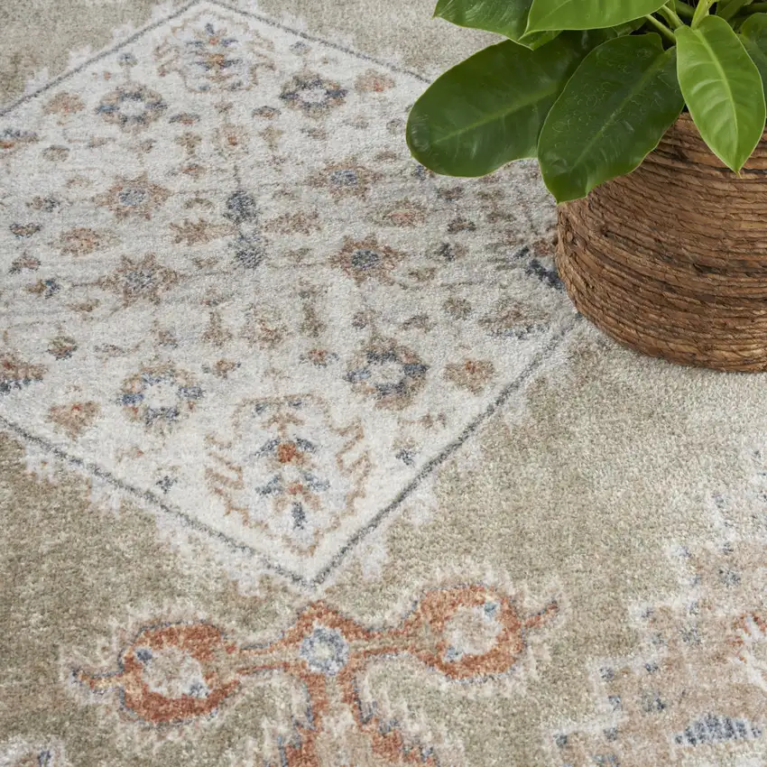 Sage Oriental Power Loom Distressed Washable Area Rug Photo 8