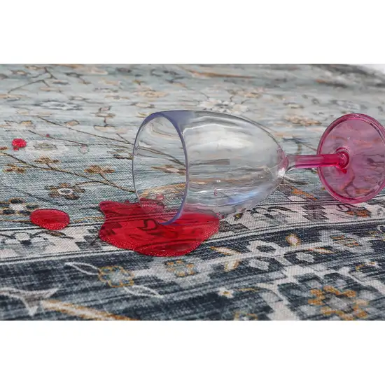 Sage Oriental Power Loom Stain Resistant Area Rug Photo 9