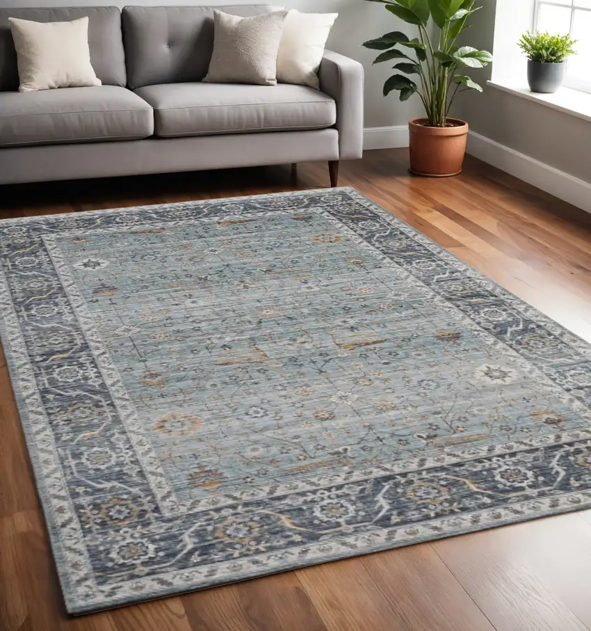Sage Oriental Power Loom Stain Resistant Area Rug Photo 2