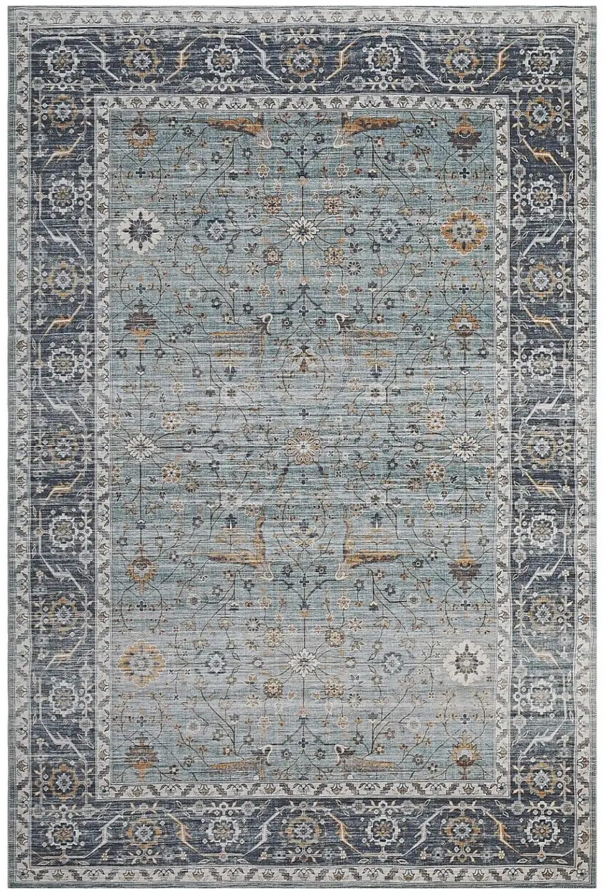 Sage Oriental Power Loom Stain Resistant Area Rug Photo 1