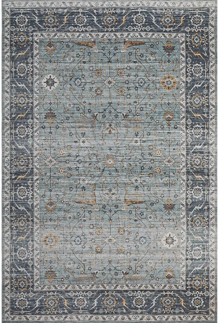Sage Oriental Power Loom Stain Resistant Area Rug Photo 1