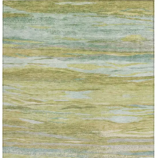 Sage Pale Aqua And Fern Green Abstract Washable Indoor Outdoor Area Rug Photo 3