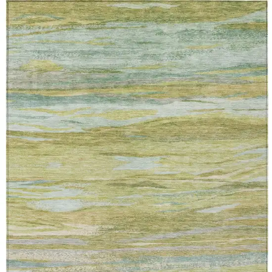 Sage Pale Aqua And Fern Green Abstract Washable Indoor Outdoor Area Rug Photo 1
