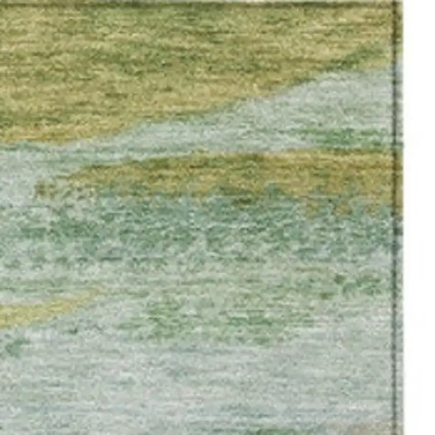 Sage Pale Aqua And Fern Green Abstract Washable Indoor Outdoor Area Rug Photo 3