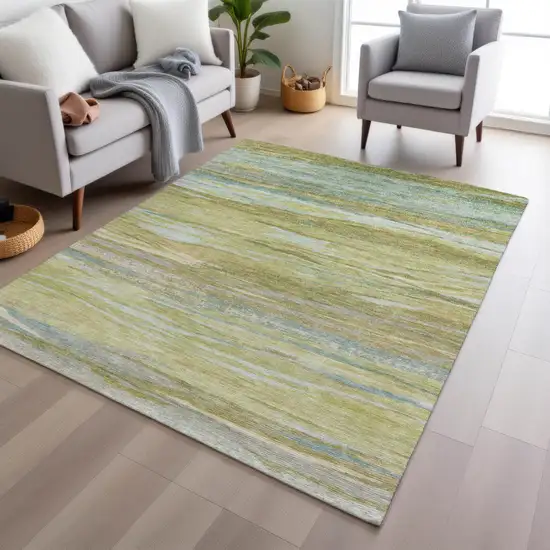 Sage Pale Aqua And Fern Green Abstract Washable Indoor Outdoor Area Rug Photo 6
