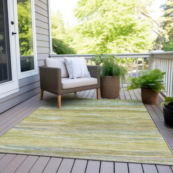 Sage Pale Aqua And Fern Green Abstract Washable Indoor Outdoor Area Rug Photo 8