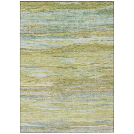 Sage Pale Aqua And Fern Green Abstract Washable Indoor Outdoor Area Rug Photo 9