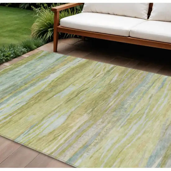 Sage Pale Aqua And Fern Green Abstract Washable Indoor Outdoor Area Rug Photo 2