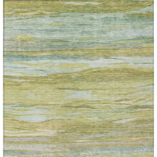 Sage Pale Aqua And Fern Green Abstract Washable Indoor Outdoor Area Rug Photo 1