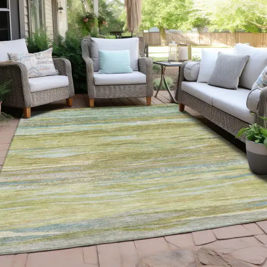 Sage Pale Aqua And Fern Green Abstract Washable Indoor Outdoor Area Rug Photo 4