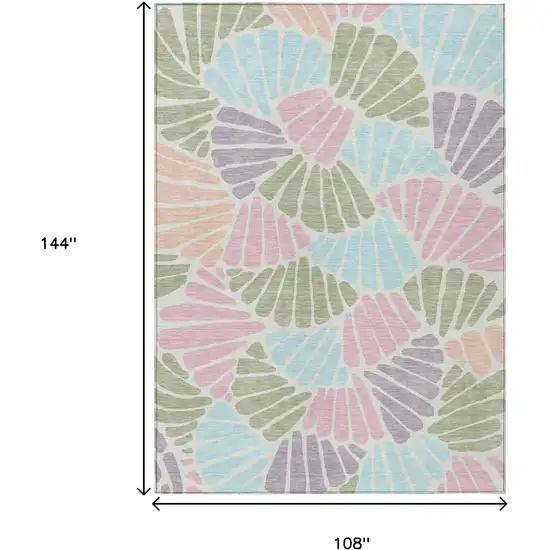 Sage Pink And Aqua Floral Washable Indoor Outdoor Area Rug Photo 7