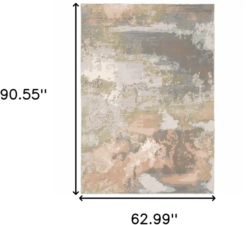 Sage Pink And Cream Abstract Power Loom Stain Resistant Area Rug Photo 10