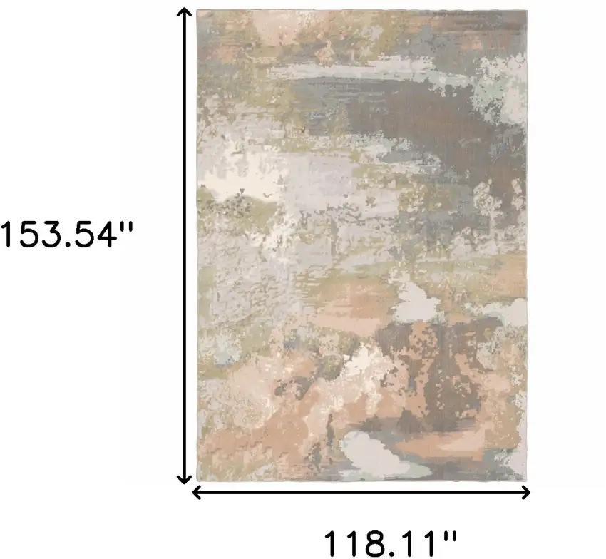 Sage Pink And Cream Abstract Power Loom Stain Resistant Area Rug Photo 10