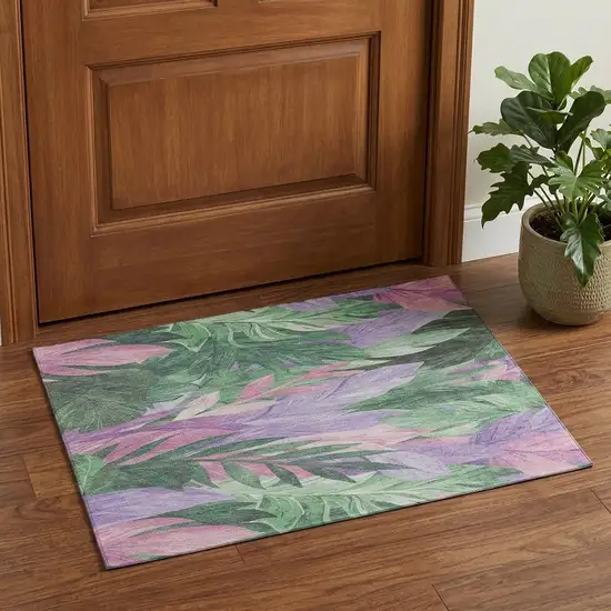 Sage Purple And Blush Floral Washable Area Rug With UV Protection Photo 1