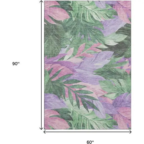 Sage Purple And Blush Floral Washable Area Rug With UV Protection Photo 9